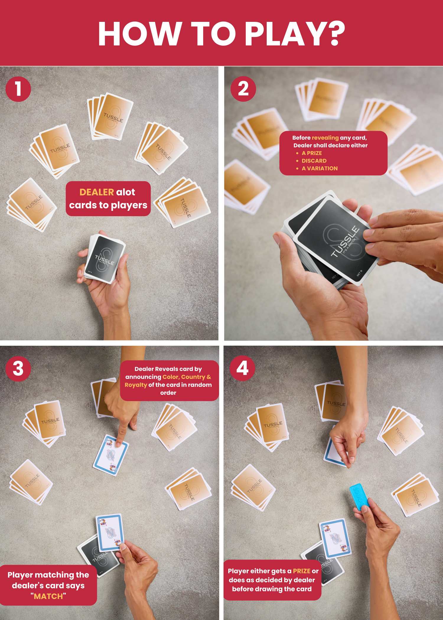 Tussle Card Game, Family & Friends Group Party Game, Family Get-Together Game, Unique Houzie Game Anytime for Teens & Adults (All 4 Sets) - Image 2